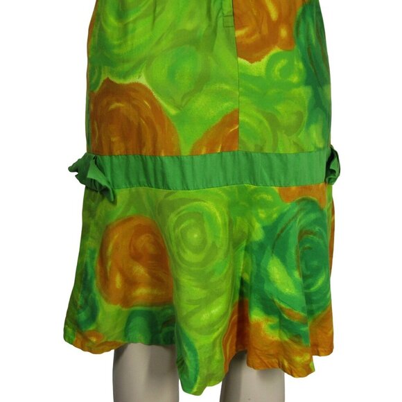VTG 60s 70s ALICE HAWAIIAN Tropical Luau Mod Green Floral DROP WAIST Dress M - Picture 7 of 9